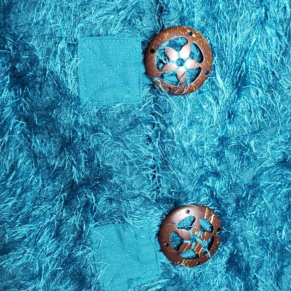 Mirror Image Loose Knit Short Sleeve Cardigan Wooden Star Buttons Vintage NWOT - Picture 4 of 10